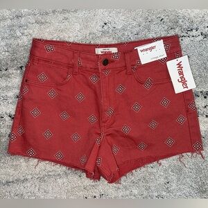 NEW! Wrangler Red Diamond-Patterned Shorts